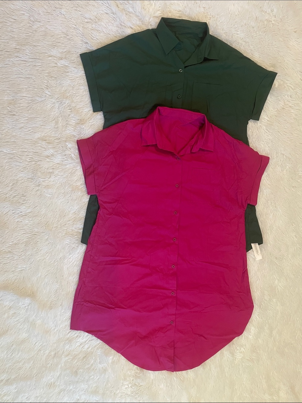 Short Sleeve Button-Down Tunic Top - Fuchsia & Green ($28.00 for both)